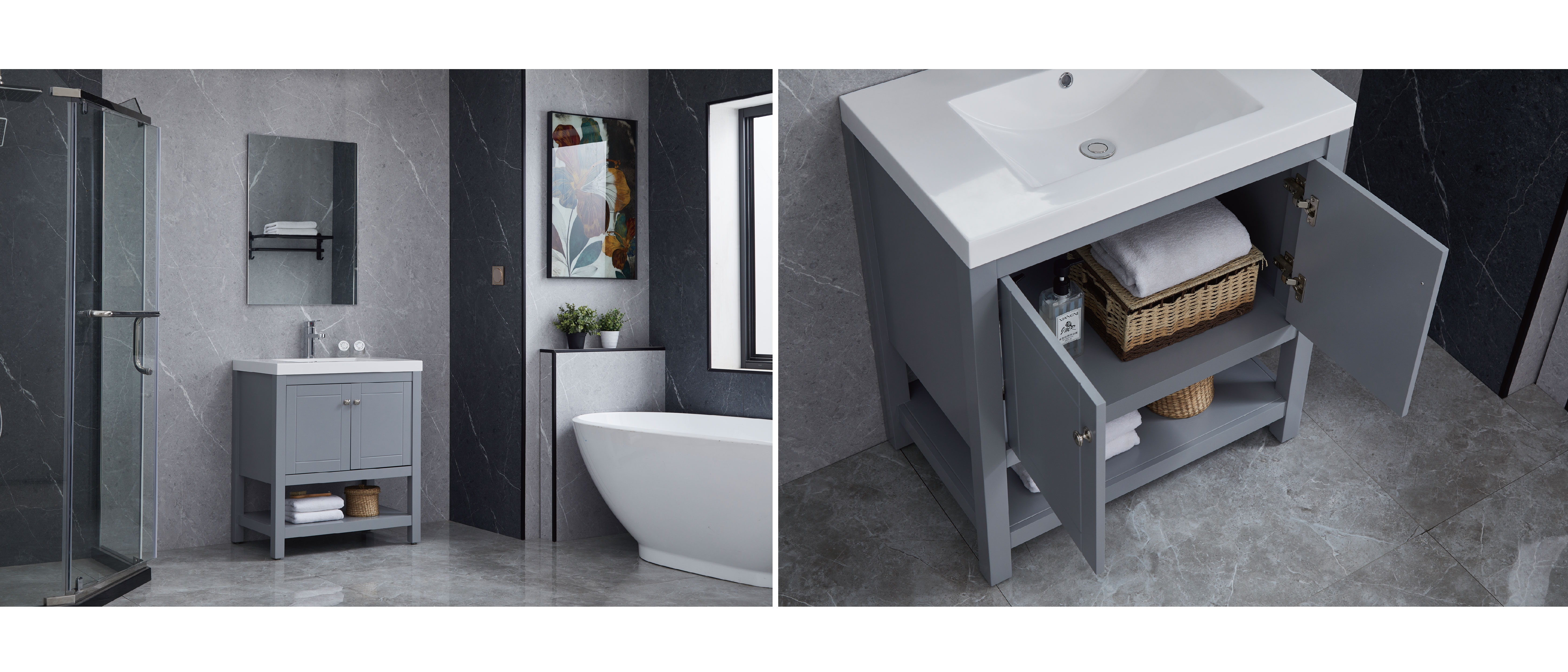 Gabinetes de baño grises Tocador pequeño: compre tocador de baño